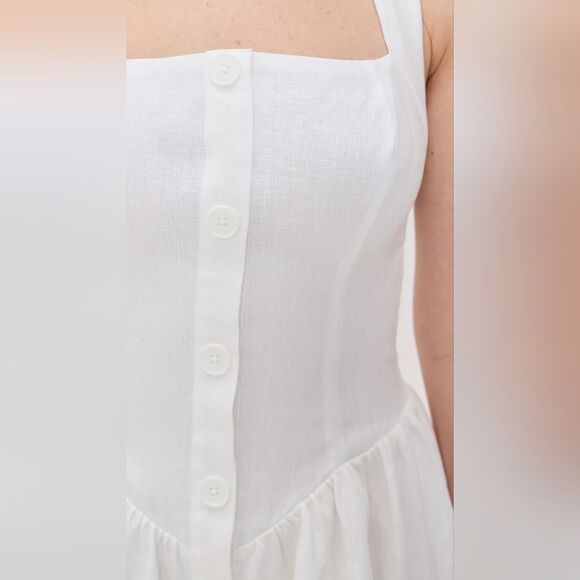 Reformation Mariela Linen Dress White Size 8 - Picture 6 of 7